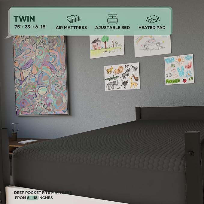 OhGeni 100% Waterproof Mattress Protector, Twin-Gray Size Mattress Pad - Image 5