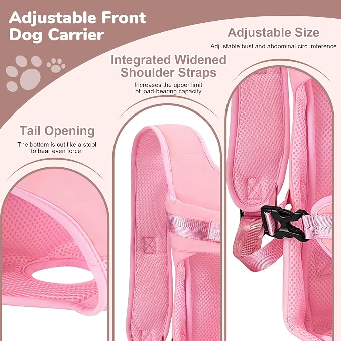 Pet Carrier Backpack, Adjustable Front Dog Carrier, Legs Out Dog Chest Carrier - Image 5