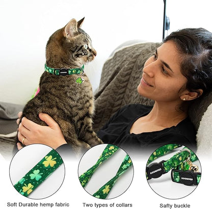2 Pack St.Patrick's Day Kitten Collars, DOGWONG Cute Shamrock Breakaway Kitty - Image 2