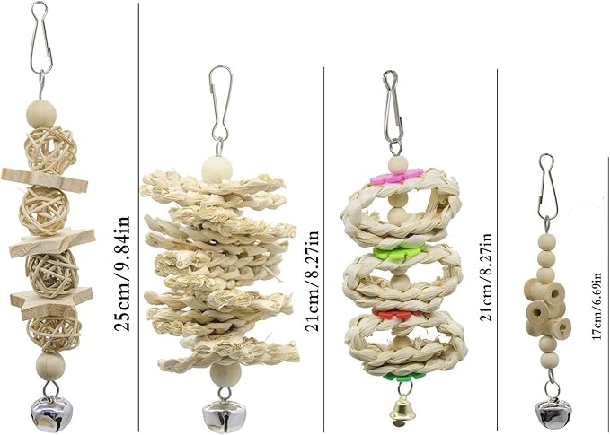 Deloky 7 Packs Bird Parrot Swing Chewing Toys-Hanging Bell Bird Cage Toys - Image 4