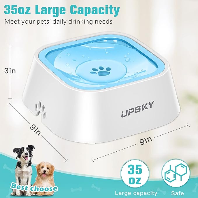 UPSKY No-Slip Slow Drinking Bowl - 35oz No Spill Pet Water Dispenser - Image 3