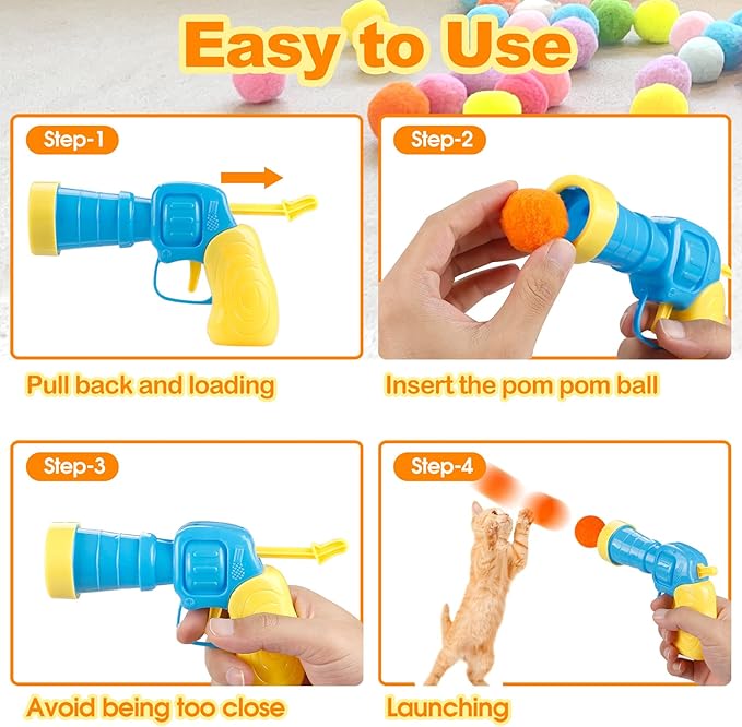 31Pcs Cat Ball Toy Launcher Gun, Cat Balls Fetch Toy, Funny Interactive Cat Toys - Image 6