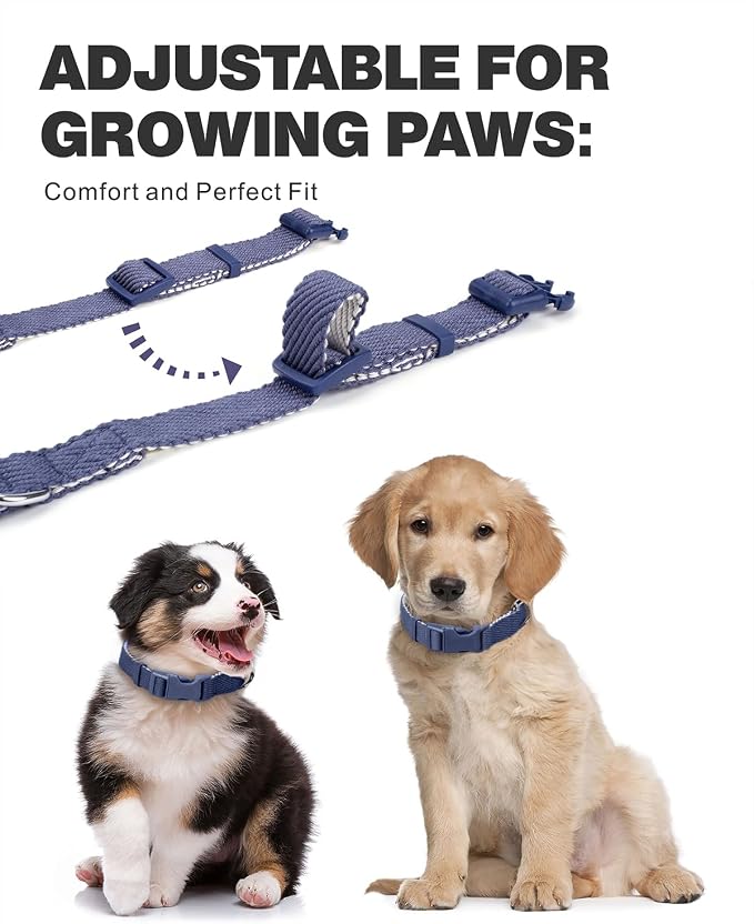 Dynmeow Soft and Breathable Cotton Dog Collar, Durable Adjustable Heavy-Duty - Image 3