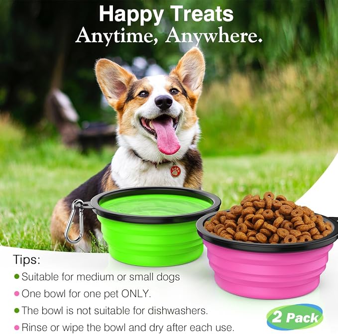Pawaboo Collapsible Dog Bowls 2 Pack, Silicone Feeding Watering Bowls - Image 5