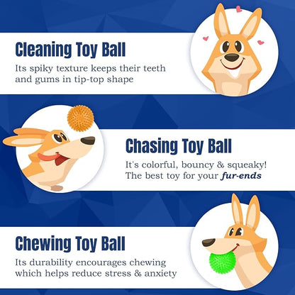 Meric CoCoo 3-Pack Squeaky Dog & Ferret Ball Toys, Massage Teeth and Gums - Image 4