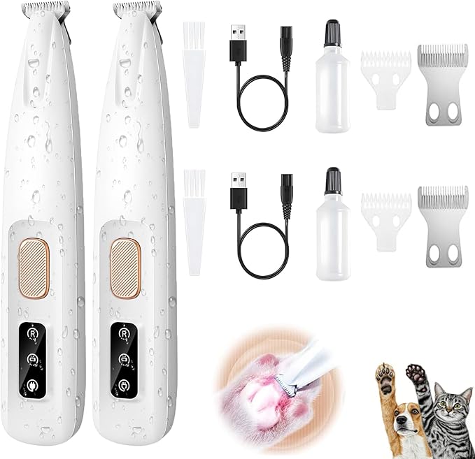 2PCs Dog Paw Trimmer with LED Light, 35dB Low Noise Precision Pet Paw Trimmer by Unknown