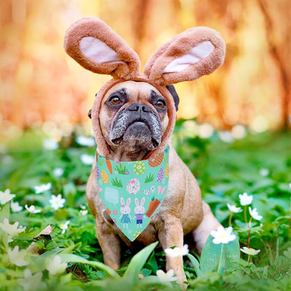 PTDECOR Easter Dog Bandana, Reversible Rabbit Easter Egg Dog Scarf - Image 3