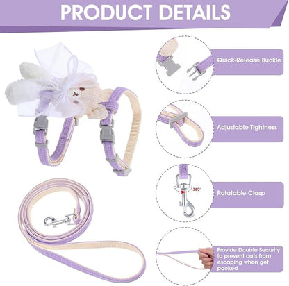 TIESOME Cat Harness and Leash Set, Adjustable Gradient Kitten Harness Escape - Image 4