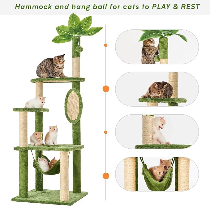 Cat Tree for Indoor Cats, 55 Inch Cat Tower - Image 5