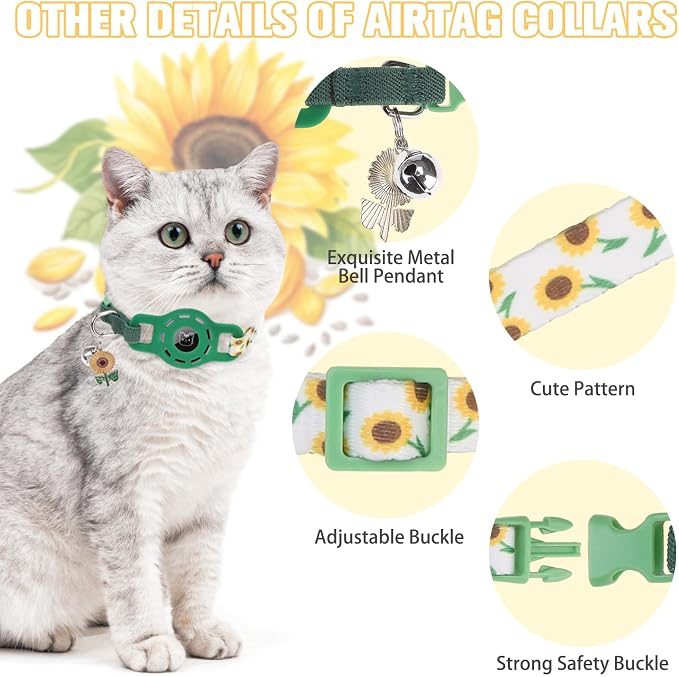 BINGPET AirTag Cat Collar with Bells, Upgraded Safety Elastic Cat Collar with - Image 4