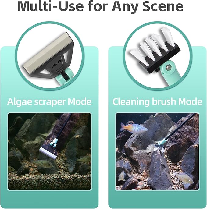 UPETTOOLS Algae Scraper for Glass Aquariums, 2 in 1 Adjustable Algae Scraper - Image 3