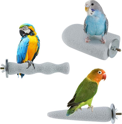 3PCS Bird Beak Grinding Stone, Natural Pumice Bird Parrot Cage Perch Stand by Unknown