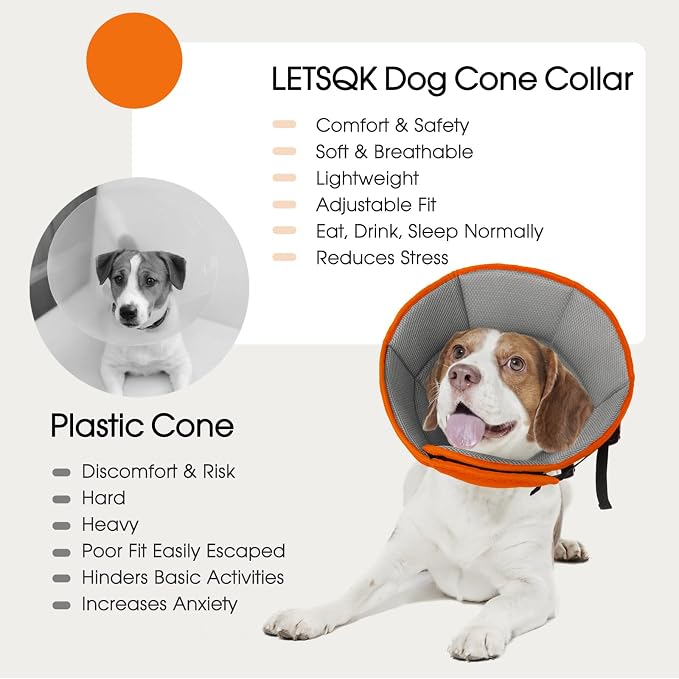 Dog Cone for Large Dogs After Surgery, Adjustable Soft Recovery Cone Collar for - Image 7