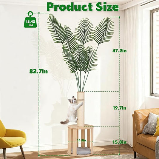 82.7'' Tall Modern Cat Tree for Indoor Cats, Artificial Areca Palm Tree Cat - Image 2
