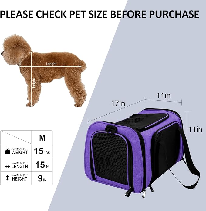 Henkelion Pet Carrier for Small Medium Cats Dogs Puppies up to 15 Lbs, Airline - Image 8