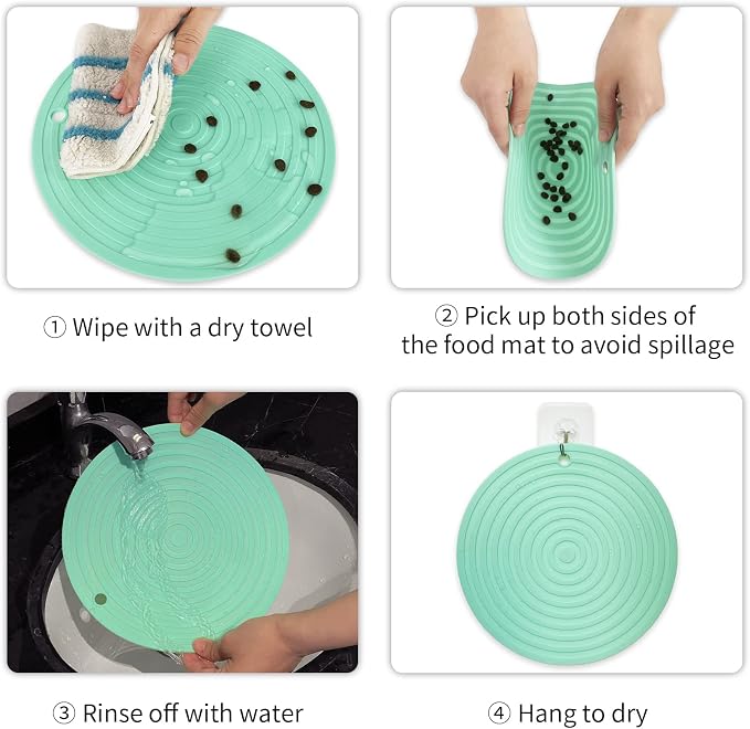 Ptlom Pet Food Mat for Dog and Cat Placemat 2 Pcs, Mat for Prevent Food and - Image 7