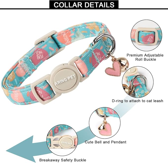 ARING PET 2 Pack Valentine's Day Cat Collars-Cute Heart Cat Collar Breakaway - Image 3