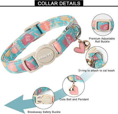 ARING PET 2 Pack Valentine's Day Cat Collars-Cute Heart Cat Collar Breakaway - Image 3