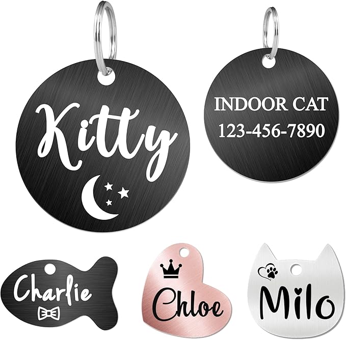 Ultra Joys Cat ID Tag Personalized Pet Tags, Durable Stainless Steel Small Pet by UltraJoys