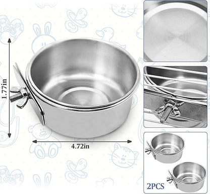 PINVNBY Parrot Feeding Cups Birds Food Dish Stainless Steel Parrot Feeders - Image 2