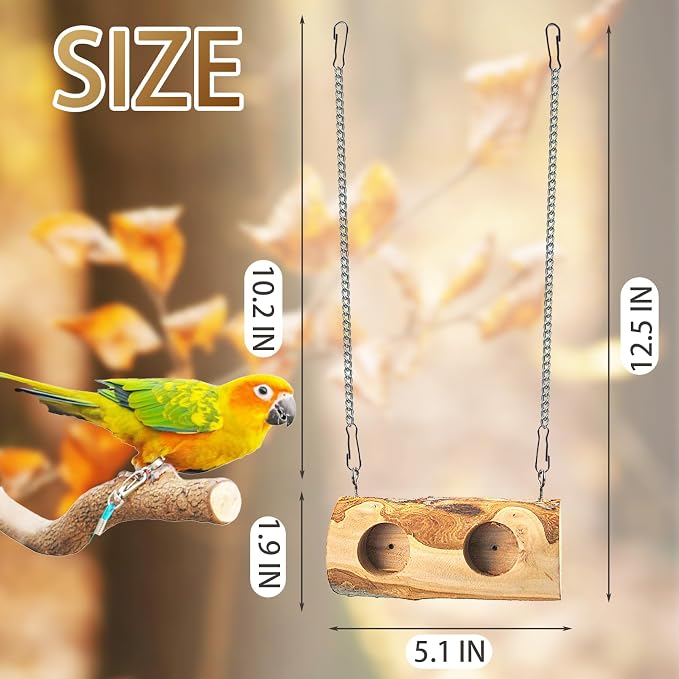Natural Parakeet Swing Perch, Wood Bird Swing - Image 2