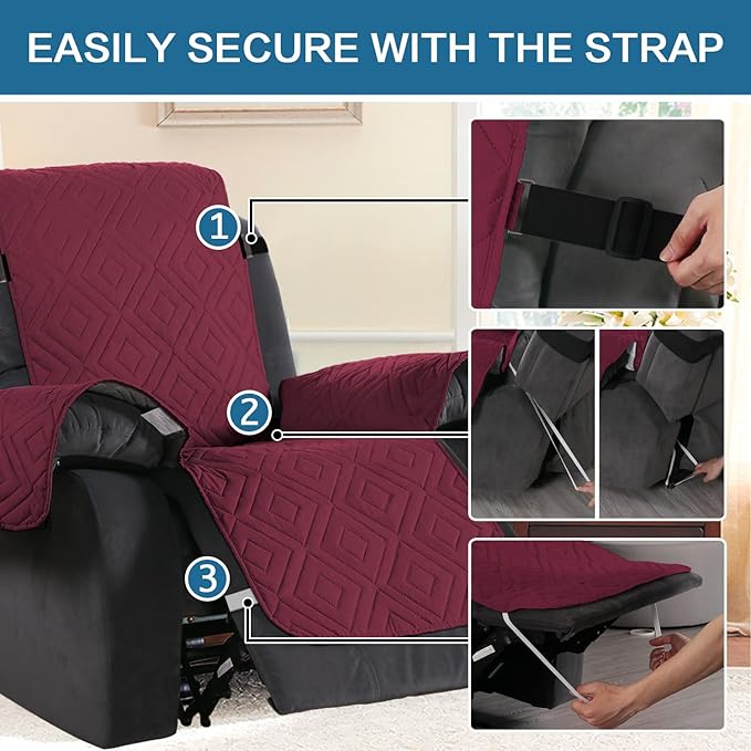 H.VERSAILTEX Reversible Quilted Recliner Covers Water Resistant Furniture - Image 4