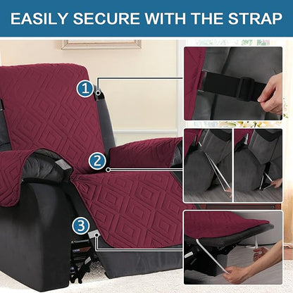 H.VERSAILTEX Reversible Quilted Recliner Covers Water Resistant Furniture - Image 4
