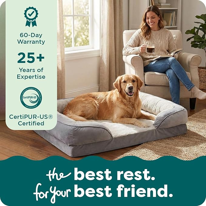 Furhaven Memory Foam Dog Bed for Medium/Small Dogs w/ Removable Bolsters & - Image 9