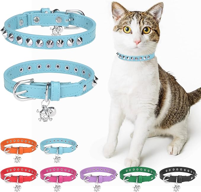 Leather Cat Collars for Boy Girl Cats by DILLYBUD