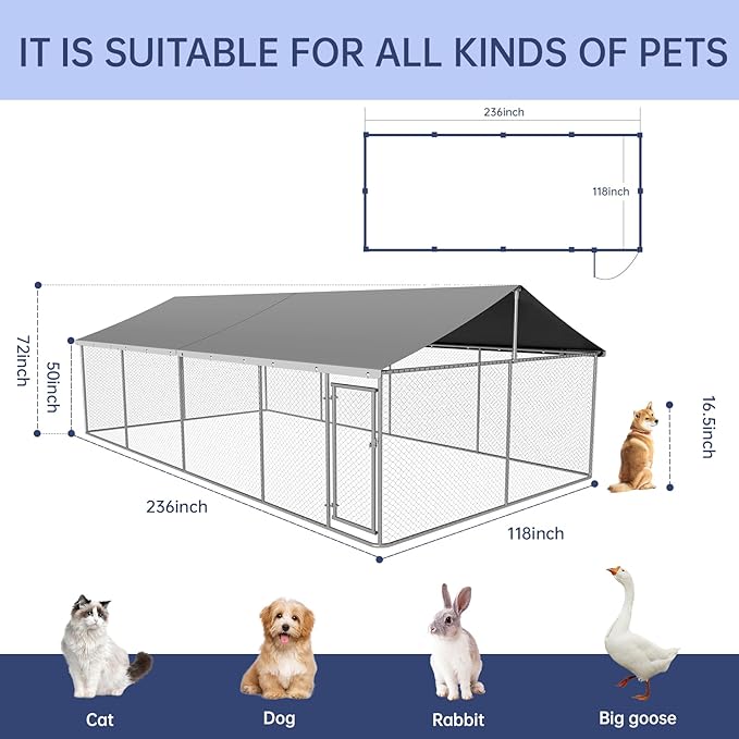 Outdoor Dog Enclosure Heavy Duty Dog Kennel House Mesh Dog Big Cage Pet Kennel - Image 3