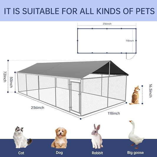 Petonly Outdoor Dog Enclosure Heavy Duty Dog Kennel House Mesh Dog Big Cage Pet - Image 2