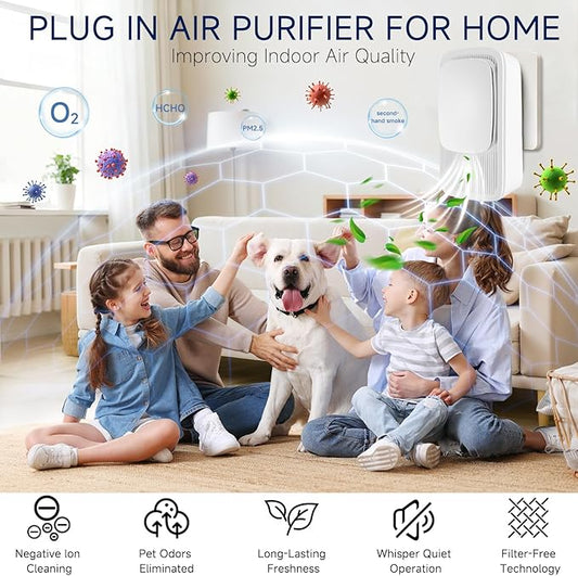 Plug In Negative Ion Air Purifier – 4 Pack Quiet Three-speed Adjustment Air - Image 2