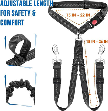 Dog Seat Belt for Car, Dual Pet Vehicle Headrest Restraint Safety Seatbelt - Image 3
