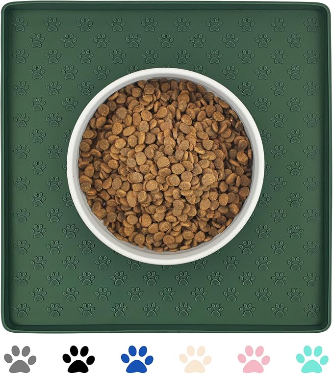 Ptlom Pet Placemat for Dog and Cat, Waterproof Silicone Pet Feeding Bowl Mats by PTLOM