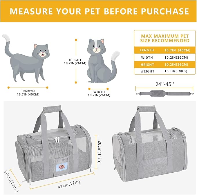 Airline Approved Cat Carrier, Soft-Sided Pet Travel Carrier - Image 2