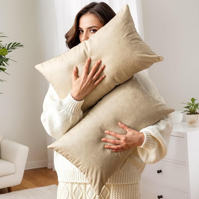 Pack of 2 Leather Lumbar Pillow Covers, Modern Decorative Thickened Luxury Faux by GEGELICA