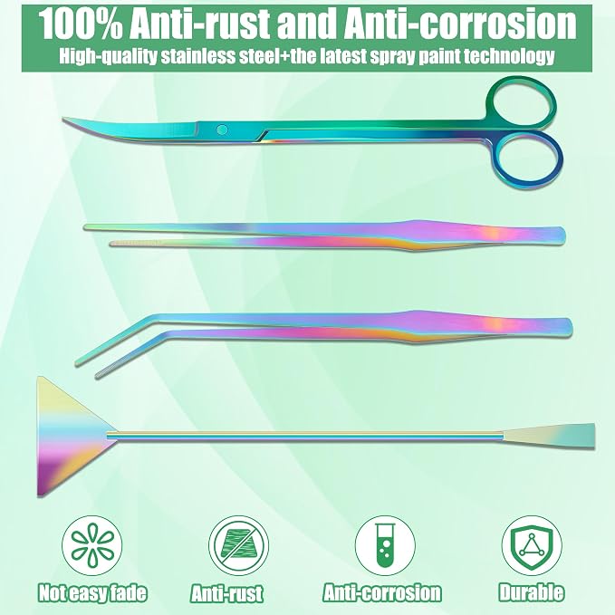 Aquarium Aquascape Tools Kit, 4 in 1 Anti-Rust Aquatic Plant Aquascaping Tool - Image 7