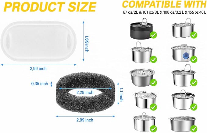 Fountain Filter Replacement Set – 18 Pack – Compatible - Image 3