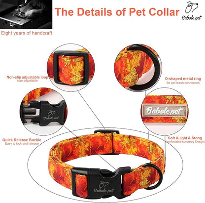 Fall Dog Collar, Soft Adjustable Cotton Holiday Dog Collars - Image 4