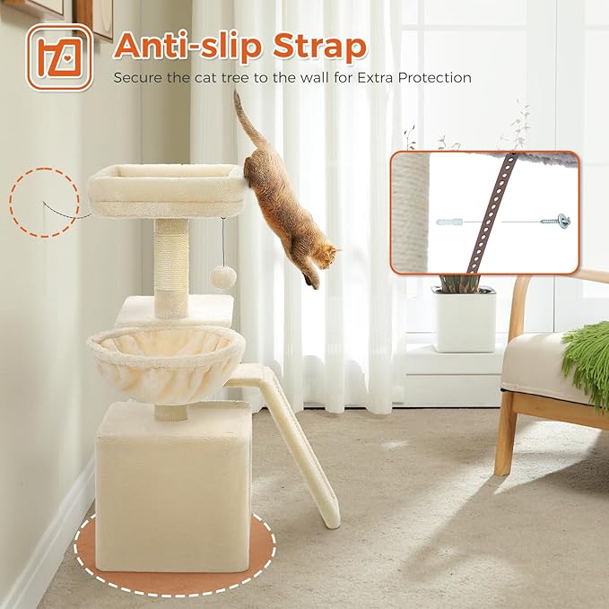 PETEPELA Small Cat Tree for Indoor Cats, Cozy Hammock and Removable Top Bed - Image 7
