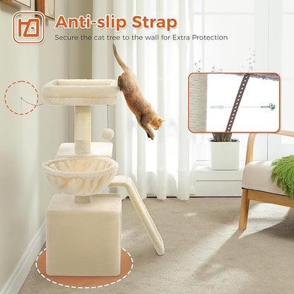 PETEPELA Small Cat Tree for Indoor Cats, Cozy Hammock and Removable Top Bed - Image 7