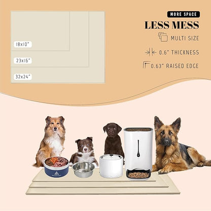 AVERYDAY 100% Waterproof Thicker Silicone Dog Food Mat, 0.63'' Raised Edge Bowl - Image 6