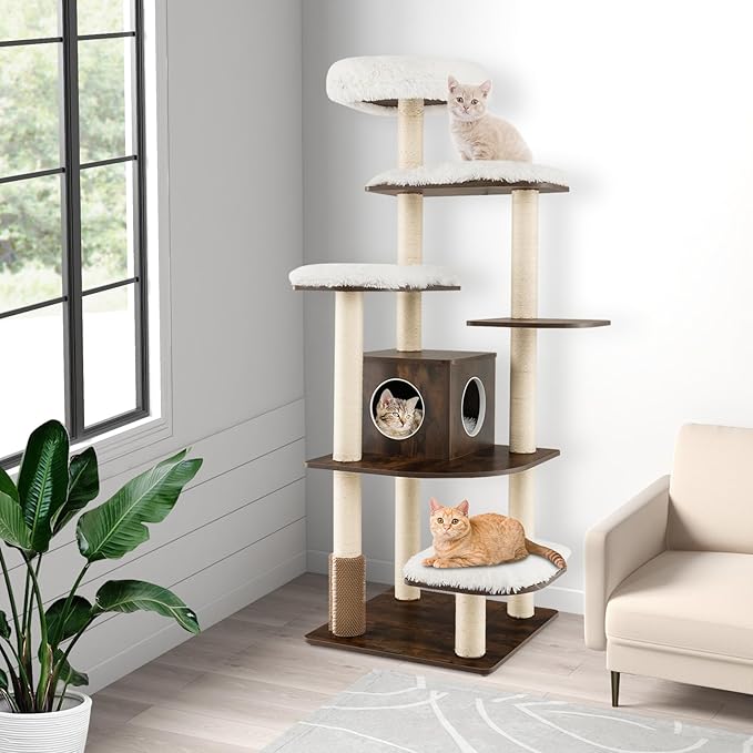 PETSITE Tall Cat Tree for Indoor Cats, 71 Inches Multi-Level Modern Cat Tower - Image 8