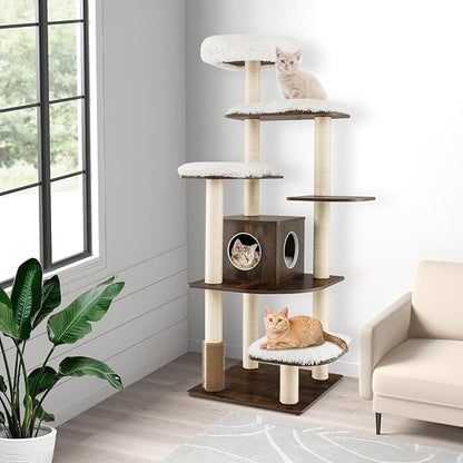 PETSITE Tall Cat Tree for Indoor Cats, 71 Inches Multi-Level Modern Cat Tower - Image 8