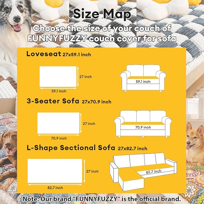 FUNNY FUZZY Pet Couch Covers for Sofa, Couch Covers for Dogs Washable Dog Couch - Image 5