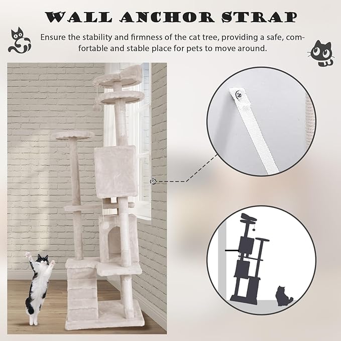 Heavy Duty Cat Tree Tower, Cat Condo, Hanging Ball - Image 2