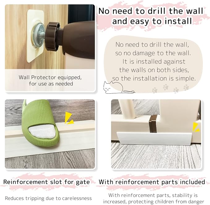 Lumizone Extra Tall Pet Gate 55.12" High Pressure Mounted 50.79"-55.11" Extra - Image 6