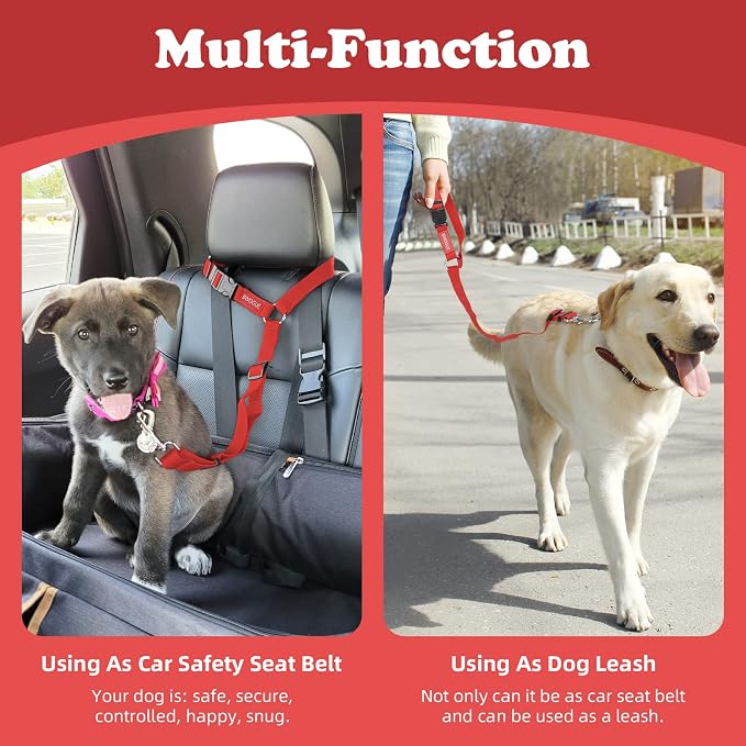BWOGUE Pet Dog Cat Seat Belts, Car Headrest Restraint Adjustable Safety Leads - Image 6