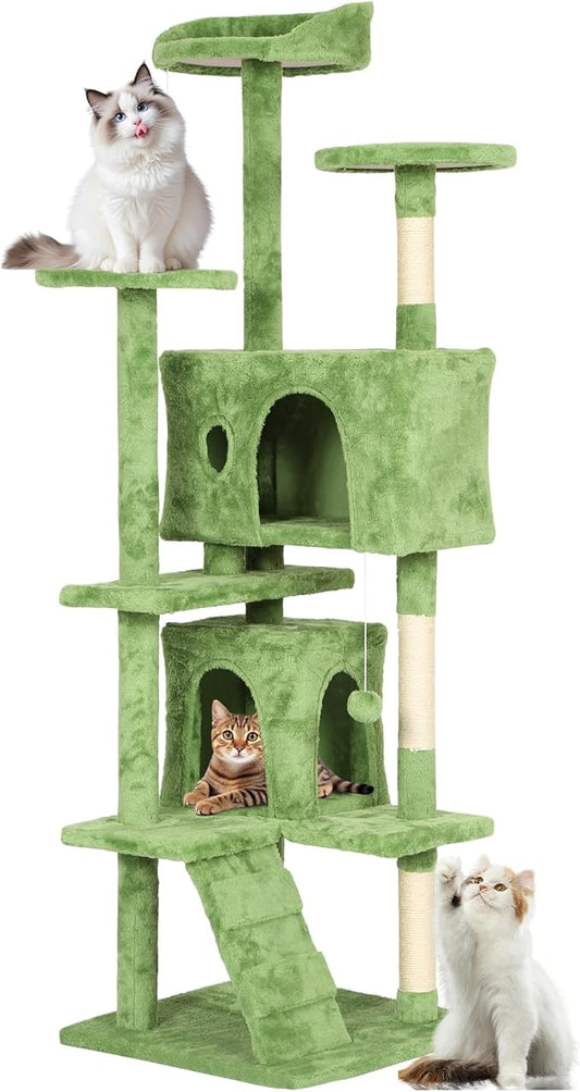FDW | 70" Cat Tree Tower | Green | Multi-Level Indoor Activity Center by FDW