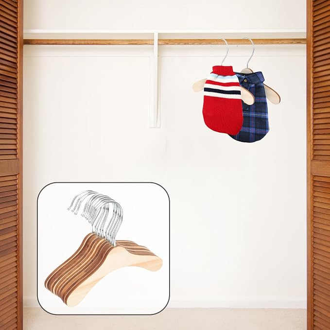 DOITOOL Wooden Dog Hangers for Pet Clothes 8.66 Inch Solid Wood Small Pet - Image 5